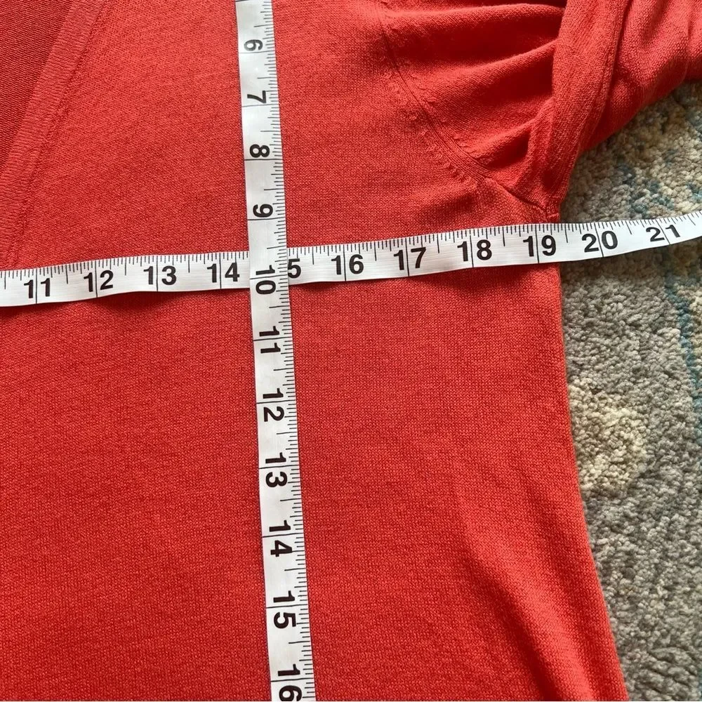 Ann Taylor Coral Cedar Open Front Viscose Knit Lightweight Cardigan Sweater